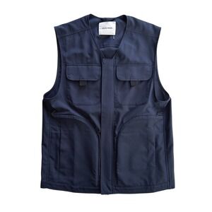 Wood Wood Victor Vent Vest Navy Blue Polyester Ripstop Small